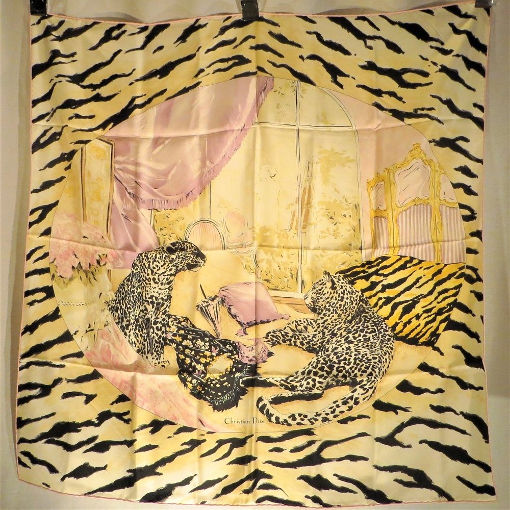 Christian Dior Leopard Themed Silk Scarf